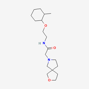 molecular formula C18H32N2O3 B7639628 N-[2-(2-methylcyclohexyl)oxyethyl]-2-(2-oxa-7-azaspiro[4.4]nonan-7-yl)acetamide 