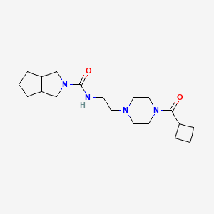 molecular formula C19H32N4O2 B7639695 N-[2-[4-(cyclobutanecarbonyl)piperazin-1-yl]ethyl]-3,3a,4,5,6,6a-hexahydro-1H-cyclopenta[c]pyrrole-2-carboxamide 