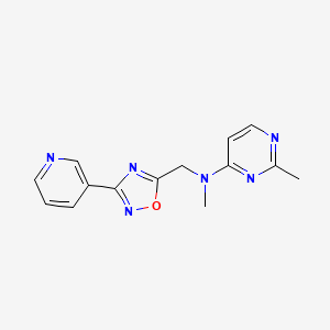 molecular formula C14H14N6O B7639697 N,2-dimethyl-N-[(3-pyridin-3-yl-1,2,4-oxadiazol-5-yl)methyl]pyrimidin-4-amine 