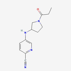 molecular formula C13H16N4O B7639711 5-[(1-Propanoylpyrrolidin-3-yl)amino]pyridine-2-carbonitrile 