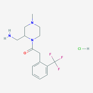 molecular formula C15H21ClF3N3O B7639778 1-[2-(Aminomethyl)-4-methylpiperazin-1-yl]-2-[2-(trifluoromethyl)phenyl]ethanone;hydrochloride 