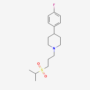 molecular formula C17H26FNO2S B7639837 4-(4-Fluorophenyl)-1-(3-propan-2-ylsulfonylpropyl)piperidine 