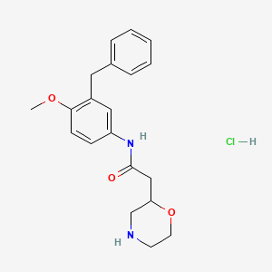 molecular formula C20H25ClN2O3 B7639844 N-(3-benzyl-4-methoxyphenyl)-2-morpholin-2-ylacetamide;hydrochloride 