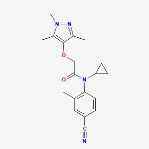 molecular formula C19H22N4O2 B7639859 N-(4-cyano-2-methylphenyl)-N-cyclopropyl-2-(1,3,5-trimethylpyrazol-4-yl)oxyacetamide 