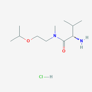 molecular formula C11H25ClN2O2 B7639866 (2S)-2-amino-N,3-dimethyl-N-(2-propan-2-yloxyethyl)butanamide;hydrochloride 