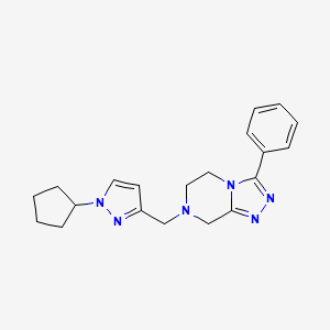 molecular formula C20H24N6 B7639872 7-[(1-cyclopentylpyrazol-3-yl)methyl]-3-phenyl-6,8-dihydro-5H-[1,2,4]triazolo[4,3-a]pyrazine 