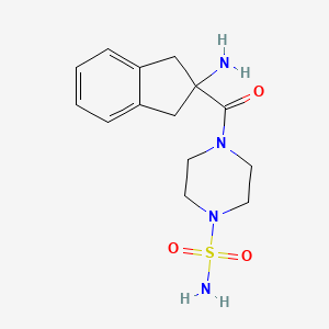 molecular formula C14H20N4O3S B7639892 4-(2-Amino-1,3-dihydroindene-2-carbonyl)piperazine-1-sulfonamide 