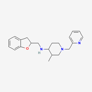 molecular formula C21H27N3O B7639899 N-(2,3-dihydro-1-benzofuran-2-ylmethyl)-3-methyl-1-(pyridin-2-ylmethyl)piperidin-4-amine 