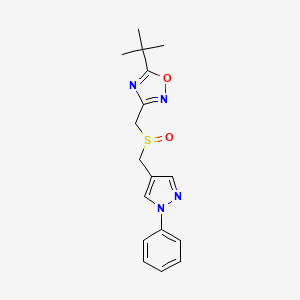 molecular formula C17H20N4O2S B7639900 5-Tert-butyl-3-[(1-phenylpyrazol-4-yl)methylsulfinylmethyl]-1,2,4-oxadiazole 