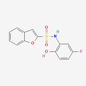 molecular formula C14H10FNO4S B7639907 N-(5-fluoro-2-hydroxyphenyl)-1-benzofuran-2-sulfonamide 