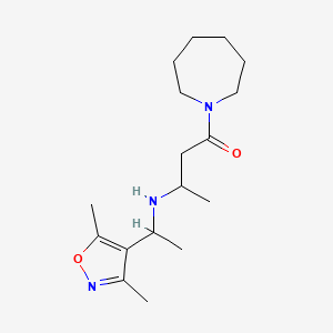 molecular formula C17H29N3O2 B7639976 1-(Azepan-1-yl)-3-[1-(3,5-dimethyl-1,2-oxazol-4-yl)ethylamino]butan-1-one 