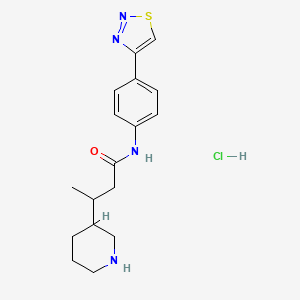 molecular formula C17H23ClN4OS B7639983 3-piperidin-3-yl-N-[4-(thiadiazol-4-yl)phenyl]butanamide;hydrochloride 