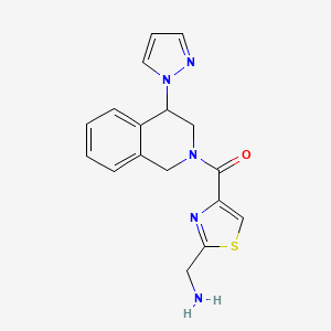 molecular formula C17H17N5OS B7640068 [2-(aminomethyl)-1,3-thiazol-4-yl]-(4-pyrazol-1-yl-3,4-dihydro-1H-isoquinolin-2-yl)methanone 