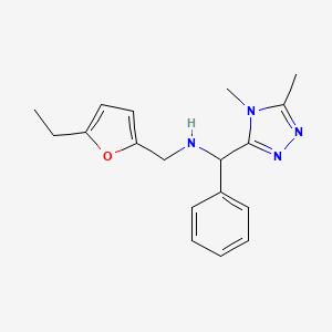 molecular formula C18H22N4O B7640072 1-(4,5-dimethyl-1,2,4-triazol-3-yl)-N-[(5-ethylfuran-2-yl)methyl]-1-phenylmethanamine 