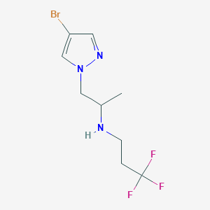 molecular formula C9H13BrF3N3 B7640084 N-[1-(4-bromopyrazol-1-yl)propan-2-yl]-3,3,3-trifluoropropan-1-amine 