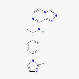 molecular formula C17H17N7 B7640124 N-[1-[4-(2-methylimidazol-1-yl)phenyl]ethyl]-[1,2,4]triazolo[4,3-a]pyrazin-8-amine 