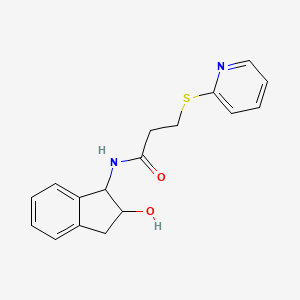 N-(2-hydroxy-2,3-dihydro-1H-inden-1-yl)-3-pyridin-2-ylsulfanylpropanamide