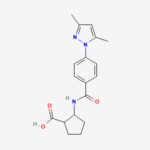 2-[[4-(3,5-Dimethylpyrazol-1-yl)benzoyl]amino]cyclopentane-1-carboxylic acid