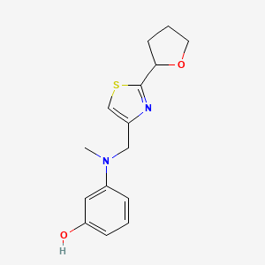 molecular formula C15H18N2O2S B7640210 3-[Methyl-[[2-(oxolan-2-yl)-1,3-thiazol-4-yl]methyl]amino]phenol 