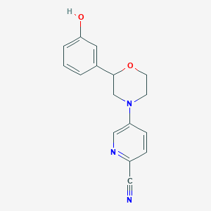 molecular formula C16H15N3O2 B7640313 5-[2-(3-Hydroxyphenyl)morpholin-4-yl]pyridine-2-carbonitrile 