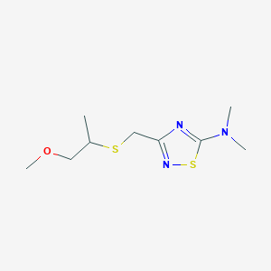 molecular formula C9H17N3OS2 B7640327 3-(1-methoxypropan-2-ylsulfanylmethyl)-N,N-dimethyl-1,2,4-thiadiazol-5-amine 