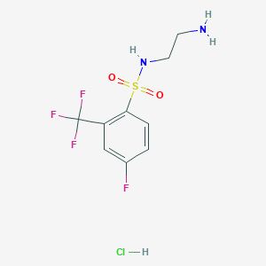 molecular formula C9H11ClF4N2O2S B7640349 N-(2-aminoethyl)-4-fluoro-2-(trifluoromethyl)benzenesulfonamide;hydrochloride 