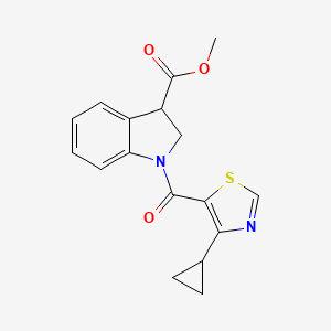 molecular formula C17H16N2O3S B7640365 Methyl 1-(4-cyclopropyl-1,3-thiazole-5-carbonyl)-2,3-dihydroindole-3-carboxylate 