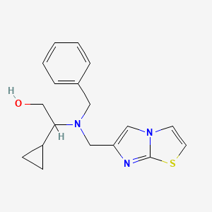 molecular formula C18H21N3OS B7640435 2-[Benzyl(imidazo[2,1-b][1,3]thiazol-6-ylmethyl)amino]-2-cyclopropylethanol 