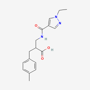 2-[[(1-Ethylpyrazole-4-carbonyl)amino]methyl]-3-(4-methylphenyl)propanoic acid