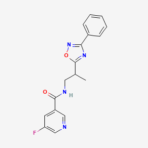 molecular formula C17H15FN4O2 B7640495 5-fluoro-N-[2-(3-phenyl-1,2,4-oxadiazol-5-yl)propyl]pyridine-3-carboxamide 