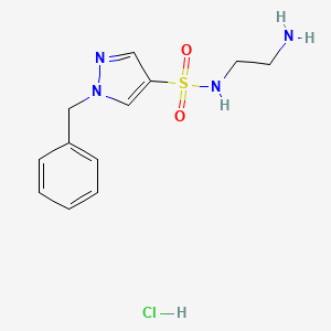 molecular formula C12H17ClN4O2S B7640496 N-(2-aminoethyl)-1-benzylpyrazole-4-sulfonamide;hydrochloride 