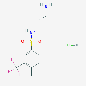 molecular formula C11H16ClF3N2O2S B7640560 N-(3-aminopropyl)-4-methyl-3-(trifluoromethyl)benzenesulfonamide;hydrochloride 