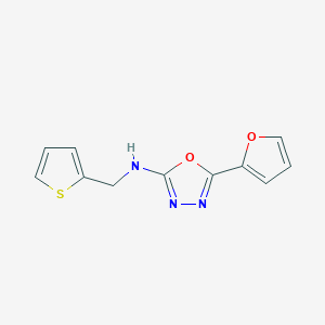 molecular formula C11H9N3O2S B7640572 5-(furan-2-yl)-N-(thiophen-2-ylmethyl)-1,3,4-oxadiazol-2-amine 