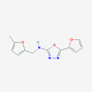 molecular formula C12H11N3O3 B7640576 5-(furan-2-yl)-N-[(5-methylfuran-2-yl)methyl]-1,3,4-oxadiazol-2-amine 