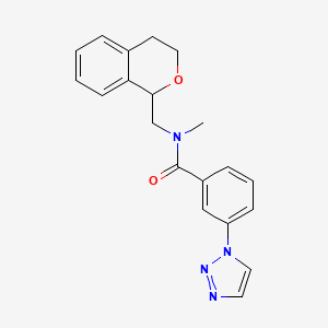 molecular formula C20H20N4O2 B7640594 N-(3,4-dihydro-1H-isochromen-1-ylmethyl)-N-methyl-3-(triazol-1-yl)benzamide 