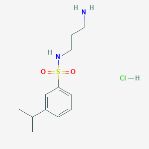 molecular formula C12H21ClN2O2S B7640595 N-(3-aminopropyl)-3-propan-2-ylbenzenesulfonamide;hydrochloride 