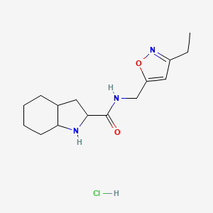 molecular formula C15H24ClN3O2 B7640640 N-[(3-ethyl-1,2-oxazol-5-yl)methyl]-2,3,3a,4,5,6,7,7a-octahydro-1H-indole-2-carboxamide;hydrochloride 