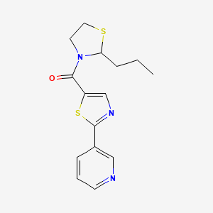 molecular formula C15H17N3OS2 B7640641 (2-Propyl-1,3-thiazolidin-3-yl)-(2-pyridin-3-yl-1,3-thiazol-5-yl)methanone 