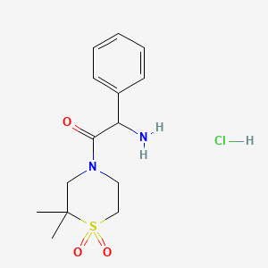 molecular formula C14H21ClN2O3S B7640660 2-Amino-1-(2,2-dimethyl-1,1-dioxo-1,4-thiazinan-4-yl)-2-phenylethanone;hydrochloride 