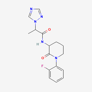 molecular formula C16H18FN5O2 B7640670 N-[1-(2-fluorophenyl)-2-oxopiperidin-3-yl]-2-(1,2,4-triazol-1-yl)propanamide 