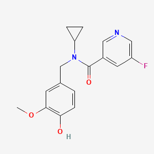 molecular formula C17H17FN2O3 B7640690 N-cyclopropyl-5-fluoro-N-[(4-hydroxy-3-methoxyphenyl)methyl]pyridine-3-carboxamide 