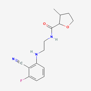 molecular formula C15H18FN3O2 B7640727 N-[2-(2-cyano-3-fluoroanilino)ethyl]-3-methyloxolane-2-carboxamide 