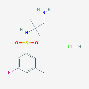 molecular formula C11H18ClFN2O2S B7640733 N-(1-amino-2-methylpropan-2-yl)-3-fluoro-5-methylbenzenesulfonamide;hydrochloride 