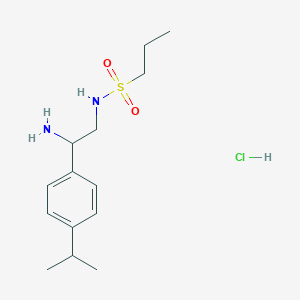 molecular formula C14H25ClN2O2S B7640751 N-[2-amino-2-(4-propan-2-ylphenyl)ethyl]propane-1-sulfonamide;hydrochloride 