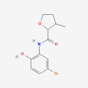 molecular formula C12H14BrNO3 B7640786 N-(5-bromo-2-hydroxyphenyl)-3-methyloxolane-2-carboxamide 