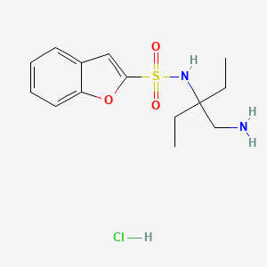 molecular formula C14H21ClN2O3S B7640799 N-[3-(aminomethyl)pentan-3-yl]-1-benzofuran-2-sulfonamide;hydrochloride 