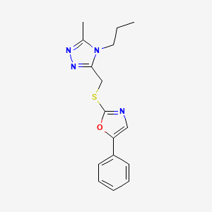 molecular formula C16H18N4OS B7640822 2-[(5-Methyl-4-propyl-1,2,4-triazol-3-yl)methylsulfanyl]-5-phenyl-1,3-oxazole 