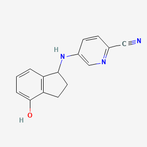 molecular formula C15H13N3O B7640898 5-[(4-hydroxy-2,3-dihydro-1H-inden-1-yl)amino]pyridine-2-carbonitrile 