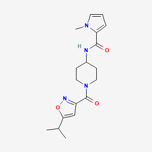 molecular formula C18H24N4O3 B7640938 1-methyl-N-[1-(5-propan-2-yl-1,2-oxazole-3-carbonyl)piperidin-4-yl]pyrrole-2-carboxamide 