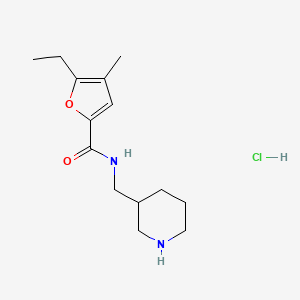 5-ethyl-4-methyl-N-(piperidin-3-ylmethyl)furan-2-carboxamide;hydrochloride